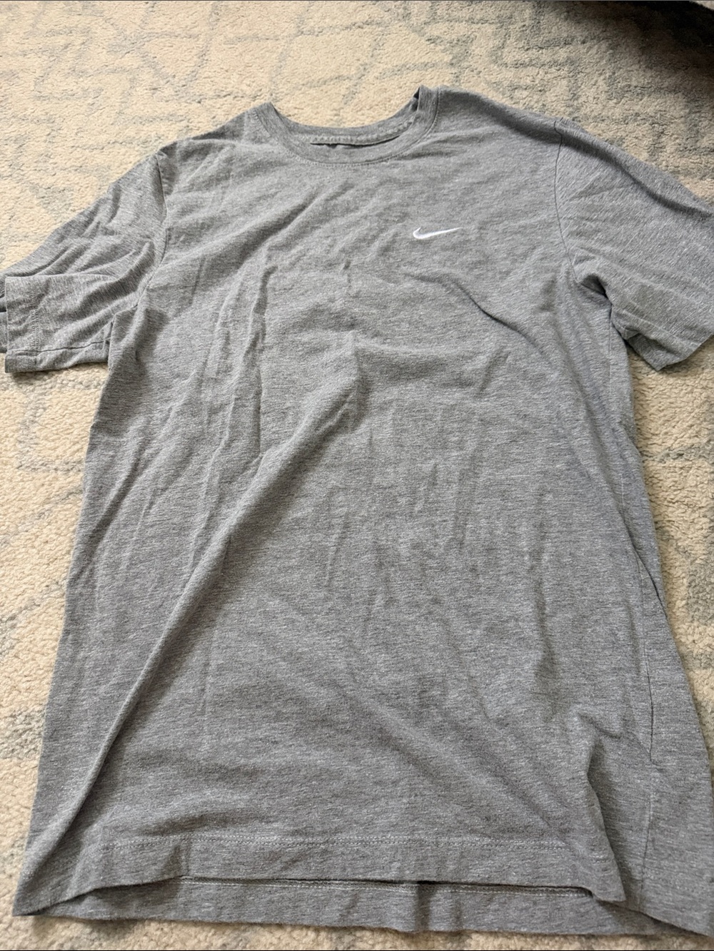 Nike Gray Short-Sleeve Crew T-Shirt with White Swoosh